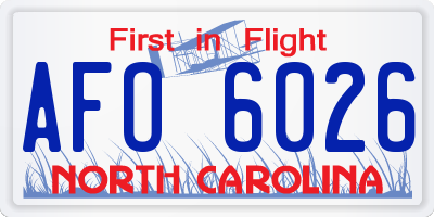 NC license plate AFO6026