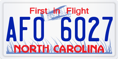 NC license plate AFO6027