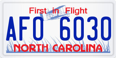 NC license plate AFO6030