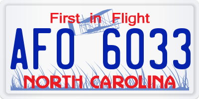 NC license plate AFO6033