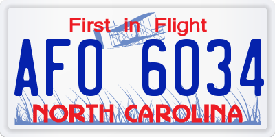 NC license plate AFO6034