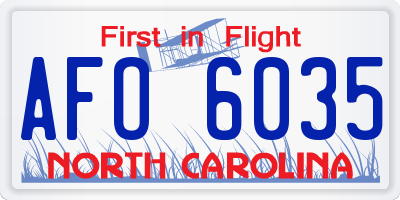 NC license plate AFO6035