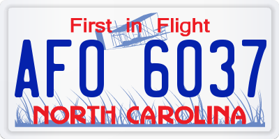 NC license plate AFO6037