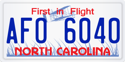 NC license plate AFO6040