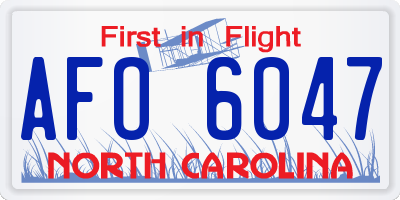 NC license plate AFO6047