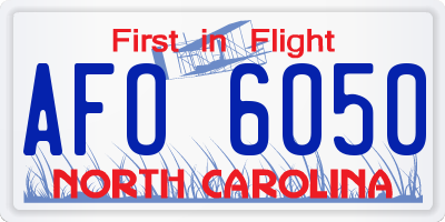 NC license plate AFO6050