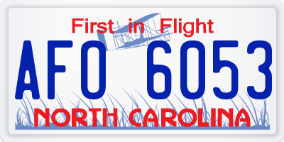 NC license plate AFO6053