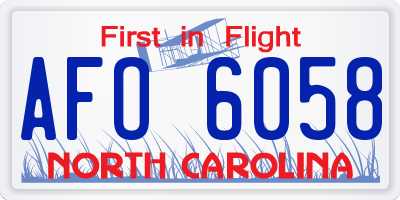 NC license plate AFO6058