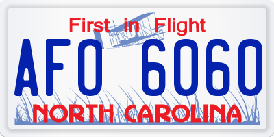 NC license plate AFO6060