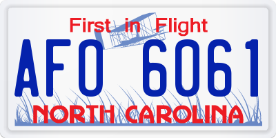 NC license plate AFO6061