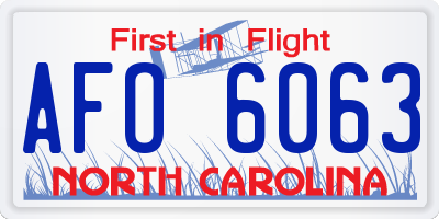 NC license plate AFO6063