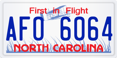 NC license plate AFO6064