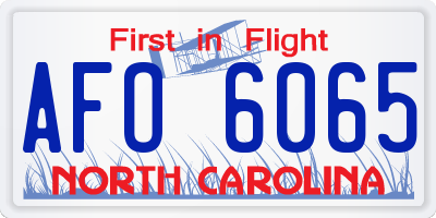 NC license plate AFO6065