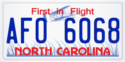 NC license plate AFO6068