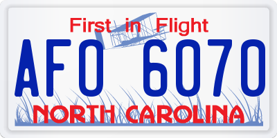 NC license plate AFO6070