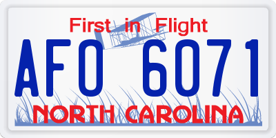 NC license plate AFO6071