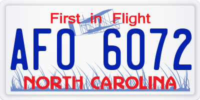 NC license plate AFO6072