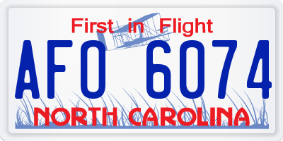 NC license plate AFO6074