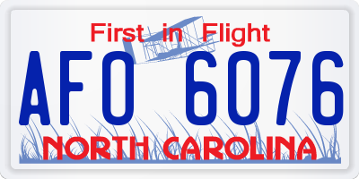 NC license plate AFO6076