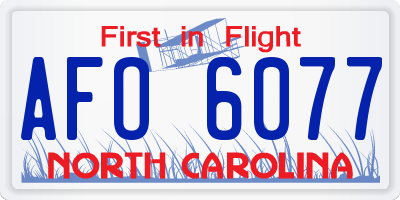 NC license plate AFO6077