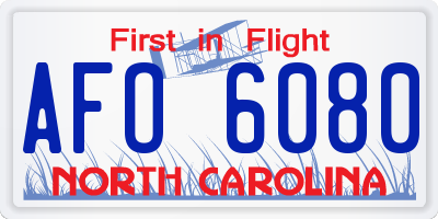 NC license plate AFO6080