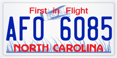 NC license plate AFO6085