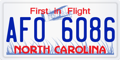 NC license plate AFO6086