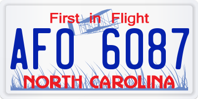 NC license plate AFO6087
