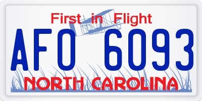 NC license plate AFO6093