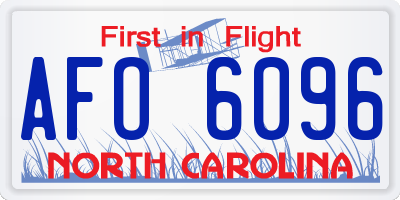 NC license plate AFO6096