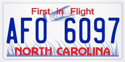 NC license plate AFO6097
