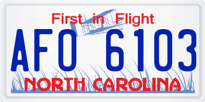 NC license plate AFO6103
