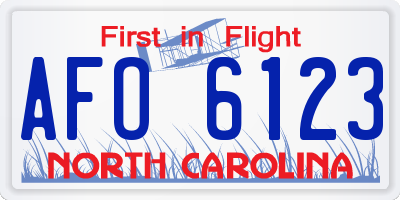 NC license plate AFO6123