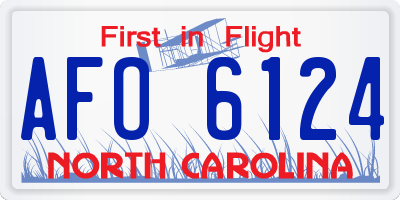 NC license plate AFO6124