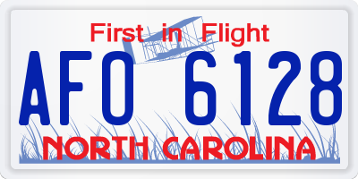 NC license plate AFO6128