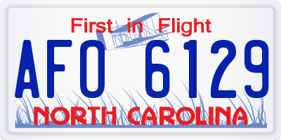 NC license plate AFO6129