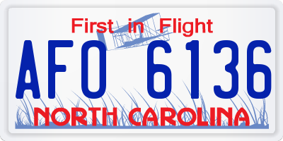 NC license plate AFO6136