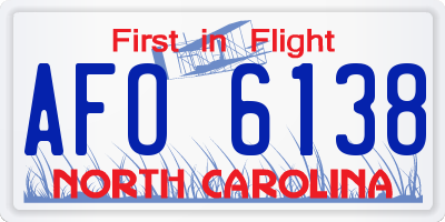 NC license plate AFO6138