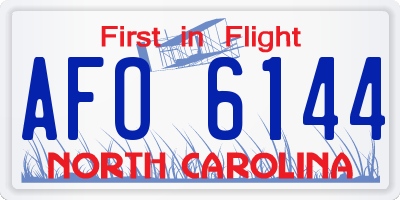 NC license plate AFO6144