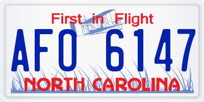 NC license plate AFO6147