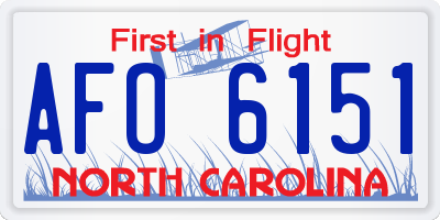 NC license plate AFO6151