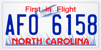 NC license plate AFO6158
