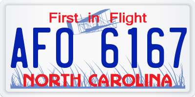 NC license plate AFO6167
