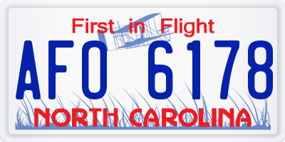 NC license plate AFO6178