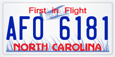 NC license plate AFO6181