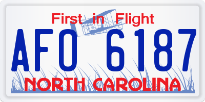 NC license plate AFO6187