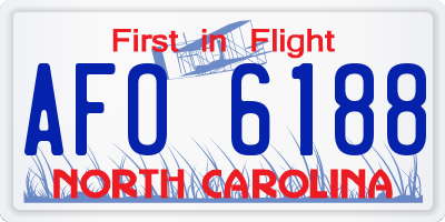 NC license plate AFO6188