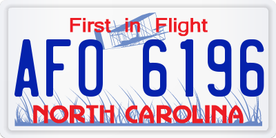 NC license plate AFO6196