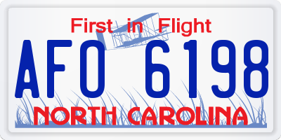 NC license plate AFO6198