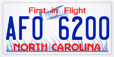 NC license plate AFO6200